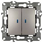 Выключатель ЭРА Серия 12 12-1105-16 двойной с подсветкой, 10АХ-250В, титан