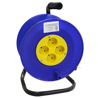 Удлинитель на катушке 4 розетки б/з.,30 метров, провод ПВС 2х2,5 10А Удлинитель на катушке 4 розетки б/з.,30 метров, провод ПВС 2х2,5 10А