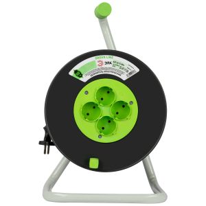 Удлинитель силовой ЭРА GREEN LINE KAT-2x1.5-50m Greenline на катушке пластик 4 розетки без заземления 50м ПВС 2x1.5мм2 Удлинитель силовой ЭРА GREEN LINE KAT-2x1.5-50m Greenline на катушке пластик 4 розетки без заземления 50м ПВС 2x1.5мм2