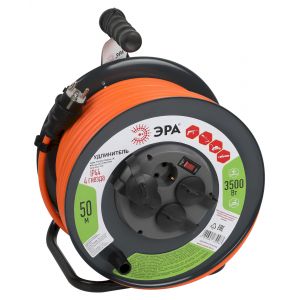 Удлинитель силовой ЭРА RMx-4es-3x2.5-50m-IP44 на металлической катушке с заземлением с выключателем 4 розетки 50м ПВС Удлинитель силовой ЭРА RMx-4es-3x2.5-50m-IP44 на металлической катушке с заземлением с выключателем 4 розетки 50м ПВС