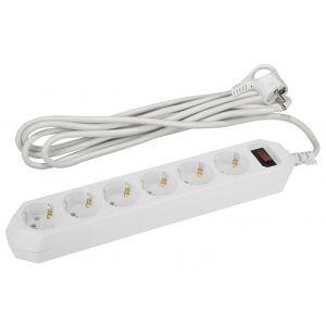 USF-6es-1,5m-W-BOX ЭРА Сет.фильтр базовая защита, с/з, с выкл, 6гн, 1,5м, ПВС,  10А, белый (10/540)