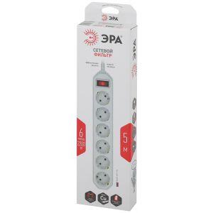 USF-6es-5m-W-BOX ЭРА Сет.фильтр базовая защита, с/з, с выкл, 6гн, 5м, ПВС, 10А, белый (10/450) USF-6es-5m-W-BOX ЭРА Сет.фильтр базовая защита, с/з, с выкл, 6гн, 5м, ПВС, 10А, белый (10/450)