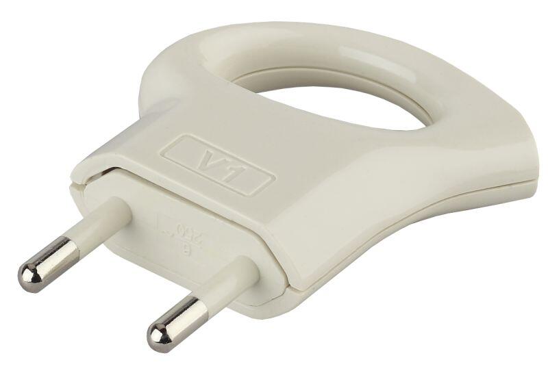 V1 ЭРА Вилка б/з 6A с кольцом непрямой ввод белая (10/200/9600) V1 ЭРА Вилка б/з 6A с кольцом непрямой ввод белая (10/200/9600)