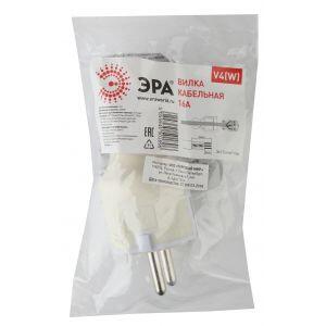 V4(W) ЭРА Вилка c/з 16A прямой ввод белая (10/200/6000)