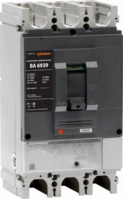 Выключатель автоматический ВА 6939 500А эл.расц-ль 0,5-1,2In, Ir=2-10In Выключатель автоматический ВА 6939 500А эл.расц-ль 0,5-1,2In, Ir=2-10In