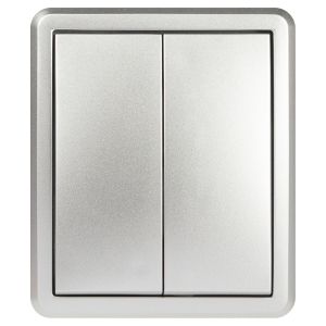 Выключатель ЭРА Эксперт 11-1204-03 двойной 10АХ-250В IP20 ОУ алюминий