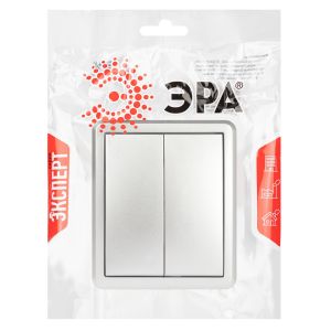 Выключатель ЭРА Эксперт 11-1204-03 двойной 10АХ-250В IP20 ОУ алюминий