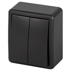 Выключатель ЭРА Эксперт 11-1204-05 двойной IP20 10АХ-250В ОУ антрацит