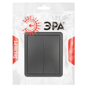 Выключатель ЭРА Эксперт 11-1204-05 двойной IP20 10АХ-250В ОУ антрацит