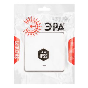 Выключатель ЭРА Эксперт 11-1502-01 с подсветкой IP55, 10АХ-250В, ОУ, белый