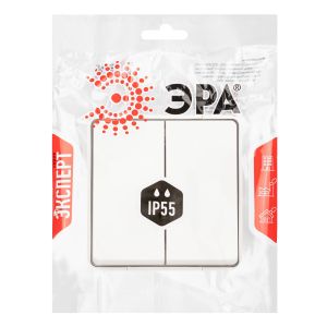 Выключатель ЭРА Эксперт 11-1504-01 двойной IP55, 10АХ-250В, ОУ, белый