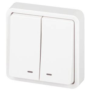 Выключатель ЭРА Эксперт 11-1525-01 двойной с подсветкой IP55, 10АХ-250В, СУ, белый Выключатель ЭРА Эксперт 11-1525-01 двойной с подсветкой IP55, 10АХ-250В, СУ, белый