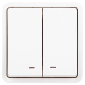 Выключатель ЭРА Эксперт 11-1525-01 двойной с подсветкой IP55, 10АХ-250В, СУ, белый Выключатель ЭРА Эксперт 11-1525-01 двойной с подсветкой IP55, 10АХ-250В, СУ, белый