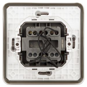 Выключатель ЭРА Эксперт 11-1525-01 двойной с подсветкой IP55, 10АХ-250В, СУ, белый Выключатель ЭРА Эксперт 11-1525-01 двойной с подсветкой IP55, 10АХ-250В, СУ, белый