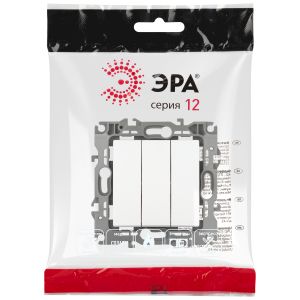 Выключатель ЭРА Серия 12 12-1107-01М тройной, 10АХ-250В, белый матовый