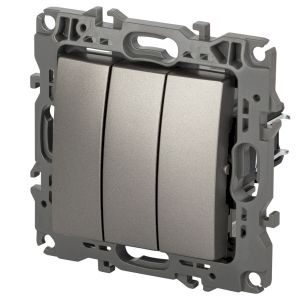 Выключатель ЭРА Серия 12 12-1107-16 тройной, 10АХ-250В, титан