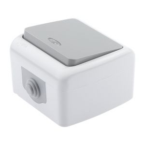 Выключатель Intro Atlantic 5-102-03 с подсветкой, 10А-250В, IP54, открытой установки, серый Выключатель Intro Atlantic 5-102-03 с подсветкой, 10А-250В, IP54, открытой установки, серый