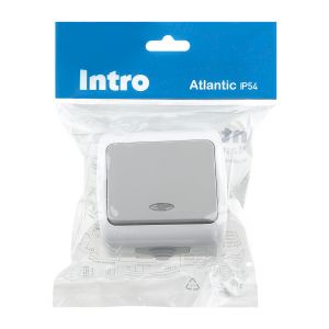 Выключатель Intro Atlantic 5-102-03 с подсветкой, 10А-250В, IP54, открытой установки, серый Выключатель Intro Atlantic 5-102-03 с подсветкой, 10А-250В, IP54, открытой установки, серый