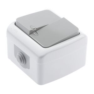 Выключатель Intro Atlantic 5-105-03 двойной с подсветкой, 10А-250В, IP54, открытой установки, серый Выключатель Intro Atlantic 5-105-03 двойной с подсветкой, 10А-250В, IP54, открытой установки, серый