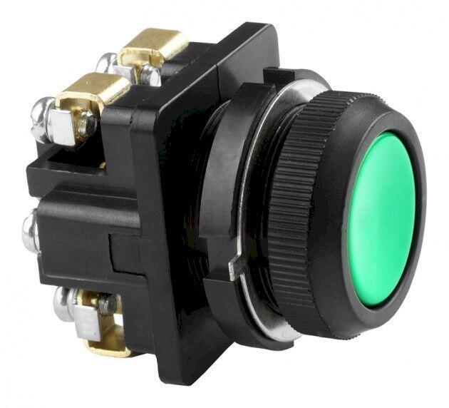 Выключатель кнопочный КЕ 011/4 зеленая    толкатель цилиндрический, 1з+0р, 10А, диаметр посадочного отверстия 30мм, УХЛ3, IP40