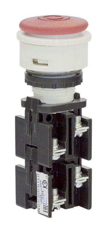 Выключатель кнопочный ВК-43-21  22131  2з+2р  красн. гриб с фикс.