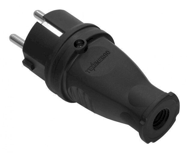 Вилка каучук. прямая 2Р+РЕ 16А 220В IP44