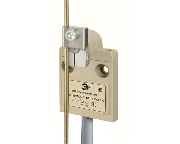 ВП19М-20Б-181-67У2.1А перекидной контакт 1НО-1НЗ, регулируемый жесткий стержень