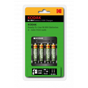 Зарядное устройство для аккумуляторов Kodak USB Overnight charger with 4 x 1100 mAh [K4AA/AAA] (6/48/1008)